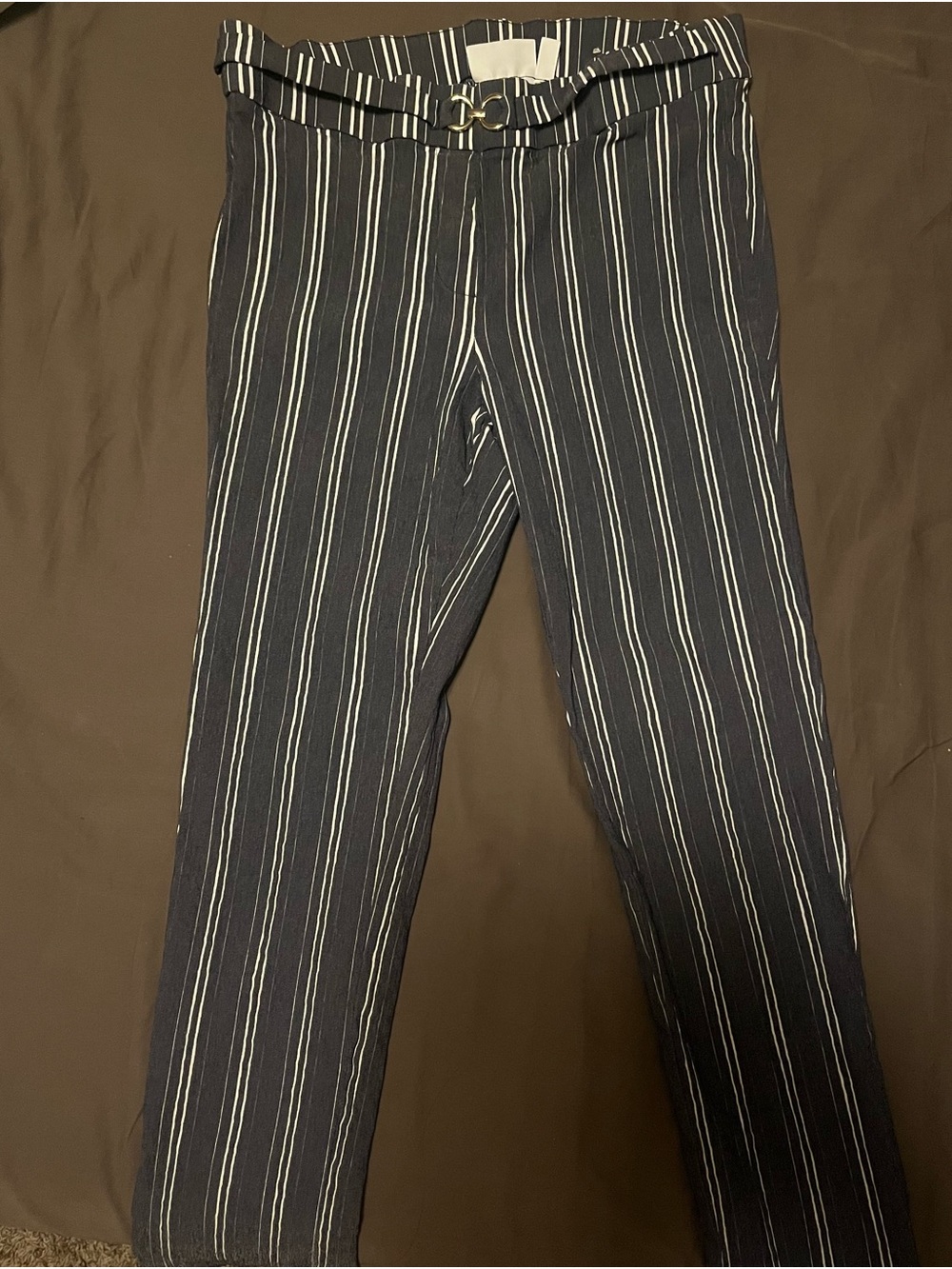 Rafaella Blue Striped Elastic Waist Pants Women Sz 12